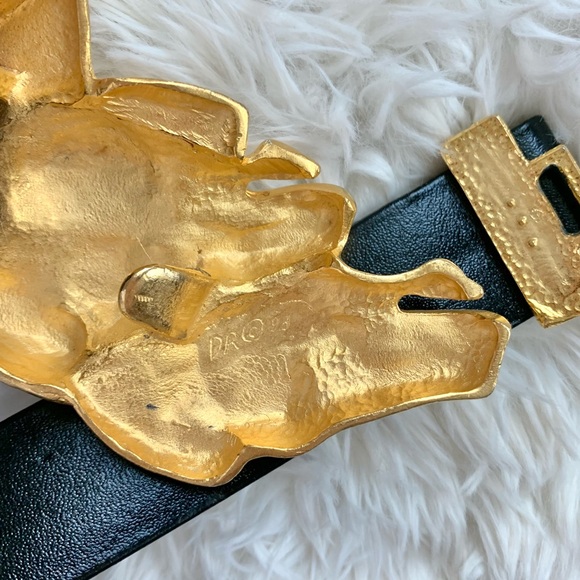 Vintage Doreen Ryan Gold Horse Buckle Leather Belt - Picture 5 of 16